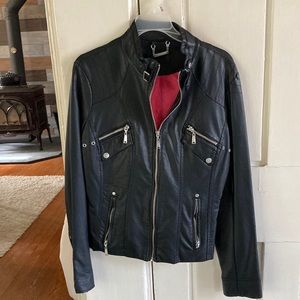 J2 Faux Leather Jacket Black with Hot Pink inside.  Medium